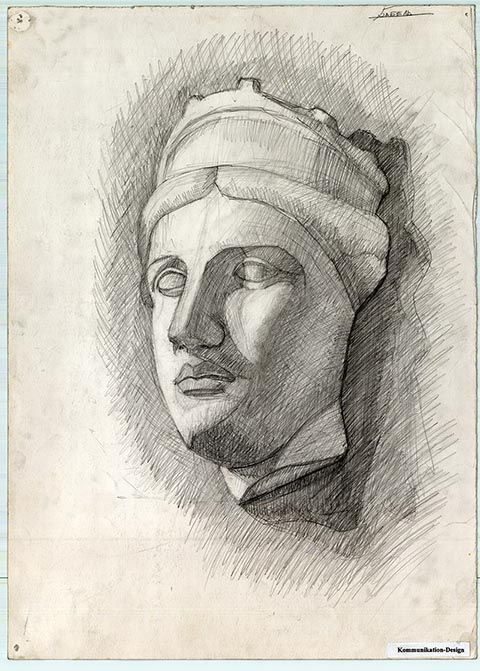 Venus. Alexander Babel, 3. Klasse, 1999/2000, Bleistift, 43x30,5 cm. Entstanden im Zeichenunterricht an der Kinderkunstschule der Stadt Nowomoskowsk (Russland).